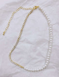 Pearl cz twin necklace