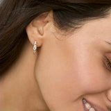 Brass 18k Rose Gold Marquise Huggie Earring Pair For Women