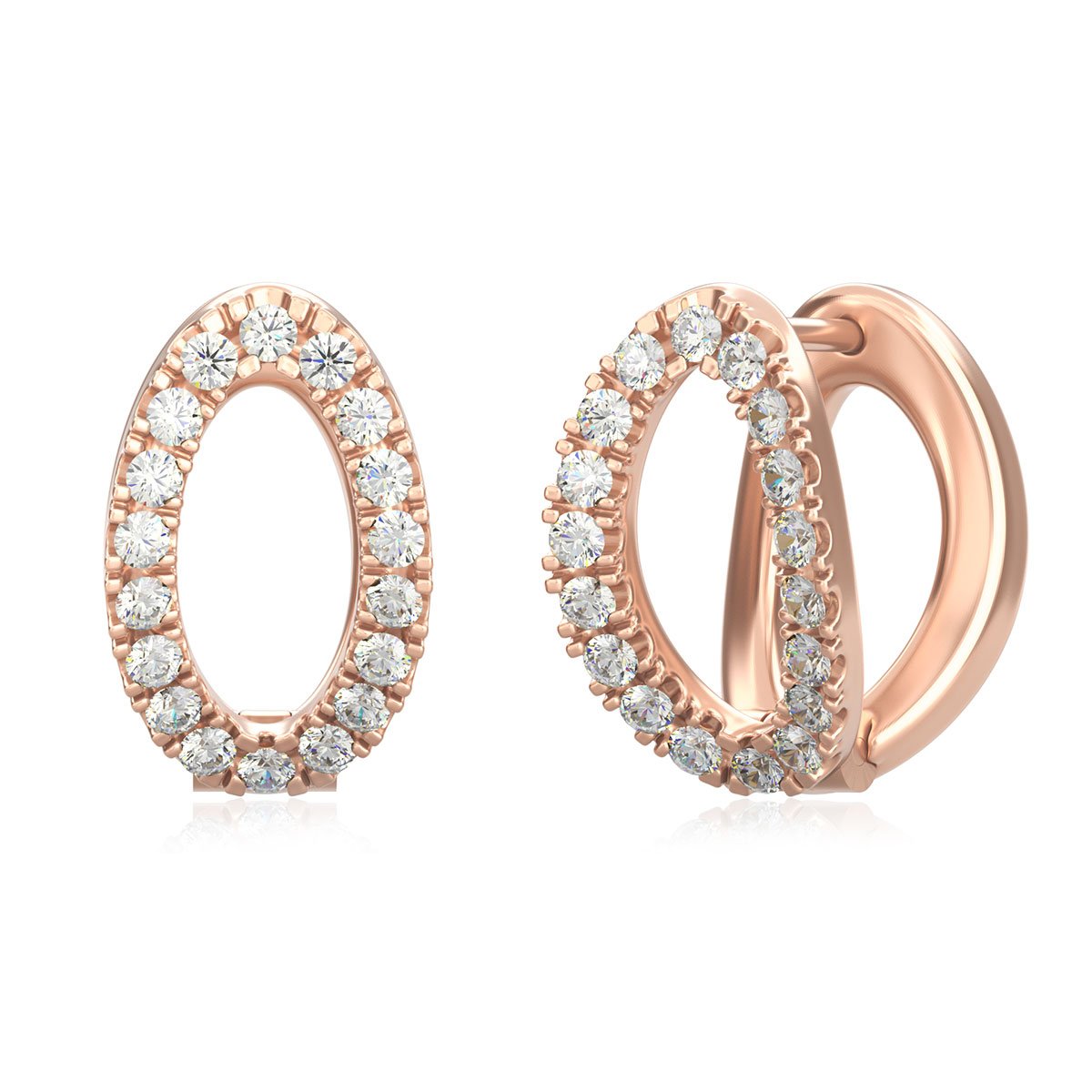 Brass 18K Rose Gold Oval Shape Clip On Stud Earring Pair Women