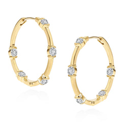 Front Back Crystal Studded Round Huggie
